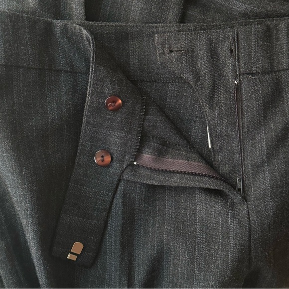 NWT Miss TIC Paris grey pin stripe straight leg pants.  Large. Made in France - Picture 3 of 4